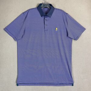 Greyson Shirt Mens Medium Purple‎ Striped Golf Performance Polo Embroidered